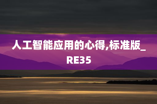 人工智能应用的心得,标准版_RE35