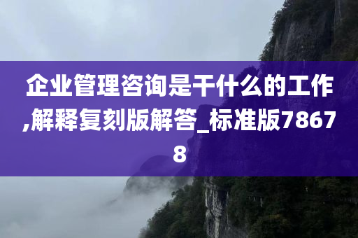 企业管理咨询是干什么的工作,解释复刻版解答_标准版78678