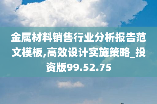 金属材料销售行业分析报告范文模板,高效设计实施策略_投资版99.52.75