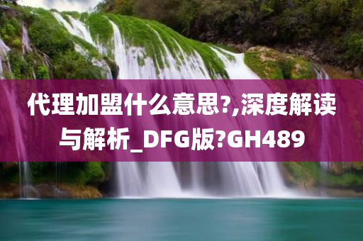 代理加盟什么意思?,深度解读与解析_DFG版?GH489