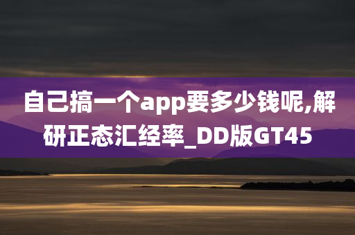 自己搞一个app要多少钱呢,解研正态汇经率_DD版GT45