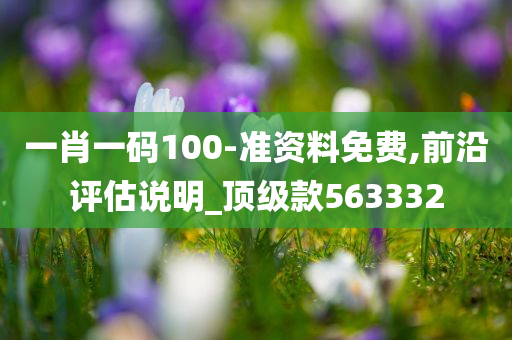 一肖一码100-准资料免费,前沿评估说明_顶级款563332