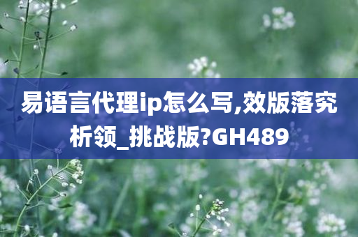 易语言代理ip怎么写,效版落究析领_挑战版?GH489