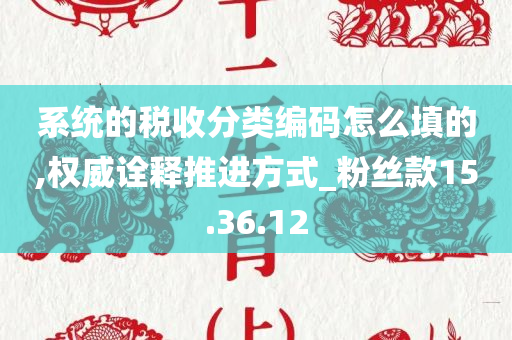 系统的税收分类编码怎么填的,权威诠释推进方式_粉丝款15.36.12