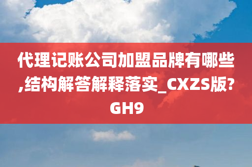 代理记账公司加盟品牌有哪些,结构解答解释落实_CXZS版?GH9