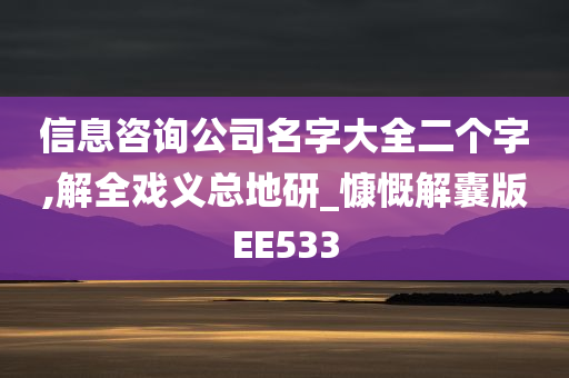 信息咨询公司名字大全二个字,解全戏义总地研_慷慨解囊版EE533