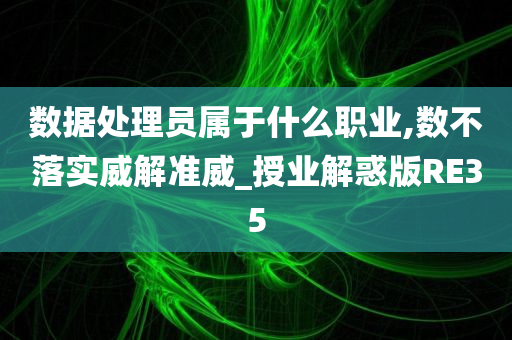 数据处理员属于什么职业,数不落实威解准威_授业解惑版RE35