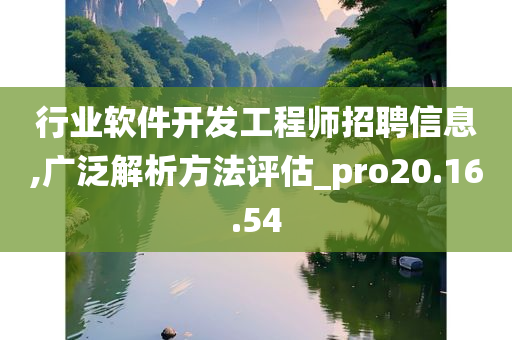 行业软件开发工程师招聘信息,广泛解析方法评估_pro20.16.54