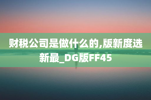 财税公司是做什么的,版新度选新最_DG版FF45