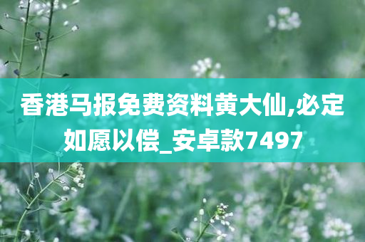 香港马报免费资料黄大仙,必定如愿以偿_安卓款7497