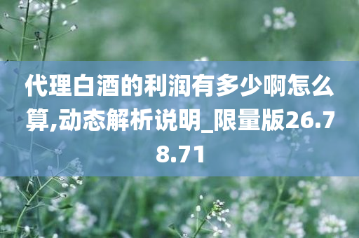 代理白酒的利润有多少啊怎么算,动态解析说明_限量版26.78.71