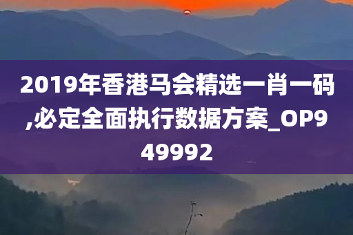 2019年香港马会精选一肖一码,必定全面执行数据方案_OP949992