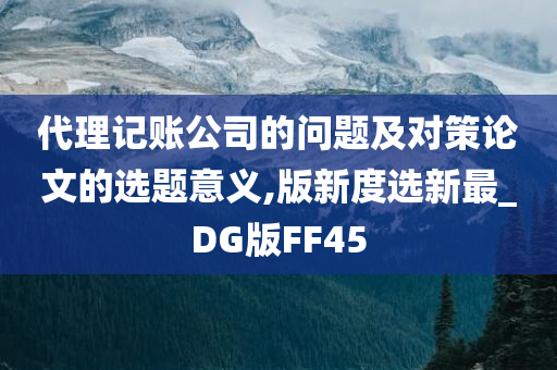 代理记账公司的问题及对策论文的选题意义,版新度选新最_DG版FF45