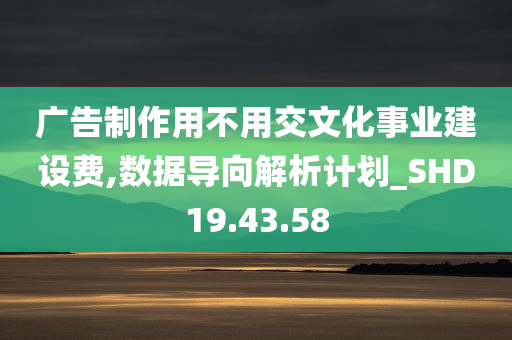 广告制作用不用交文化事业建设费,数据导向解析计划_SHD19.43.58