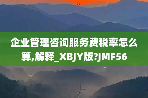 企业管理咨询服务费税率怎么算,解释_XBJY版?JMF56