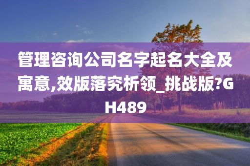 管理咨询公司名字起名大全及寓意,效版落究析领_挑战版?GH489