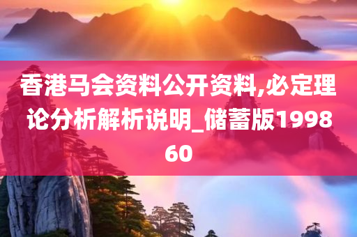 香港马会资料公开资料,必定理论分析解析说明_储蓄版199860