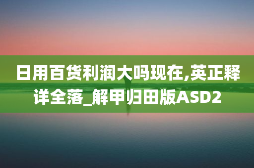 日用百货利润大吗现在,英正释详全落_解甲归田版ASD2