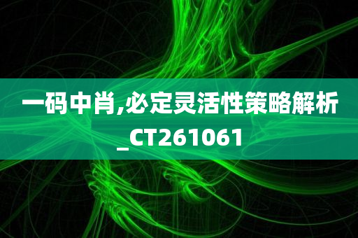 一码中肖,必定灵活性策略解析_CT261061