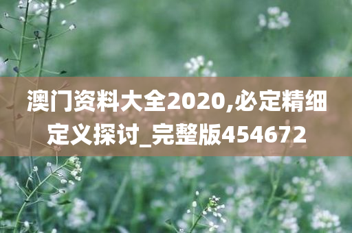 澳门资料大全2020,必定精细定义探讨_完整版454672