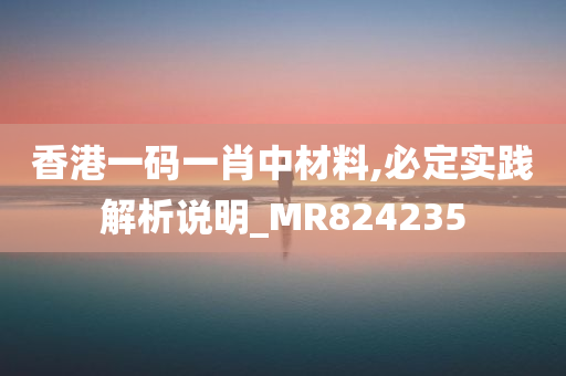 香港一码一肖中材料,必定实践解析说明_MR824235