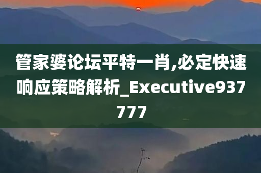 管家婆论坛平特一肖,必定快速响应策略解析_Executive937777