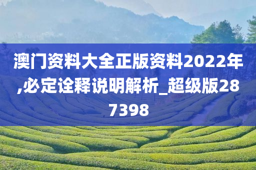 澳门资料大全正版资料2022年,必定诠释说明解析_超级版287398