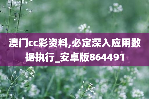 澳门cc彩资料,必定深入应用数据执行_安卓版864491