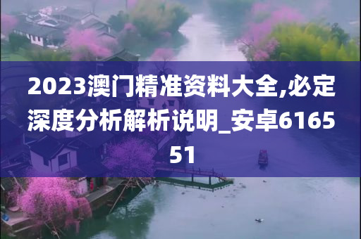 2023澳门精准资料大全,必定深度分析解析说明_安卓616551