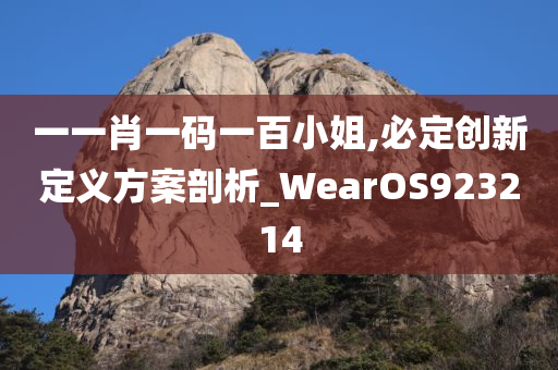 一一肖一码一百小姐,必定创新定义方案剖析_WearOS923214