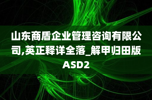 山东商盾企业管理咨询有限公司,英正释详全落_解甲归田版ASD2