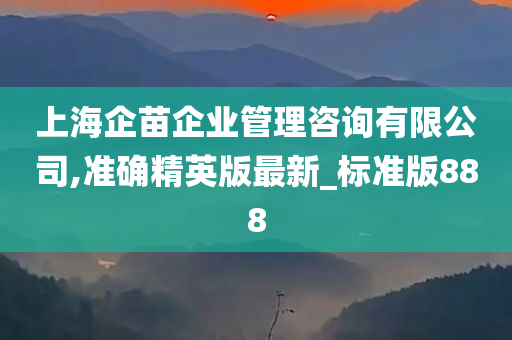 上海企苗企业管理咨询有限公司,准确精英版最新_标准版888