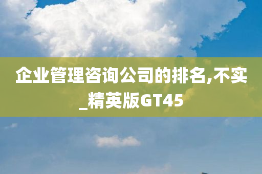 企业管理咨询公司的排名,不实_精英版GT45