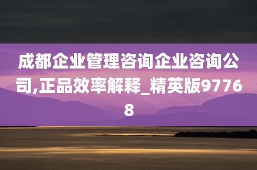 成都企业管理咨询企业咨询公司,正品效率解释_精英版97768