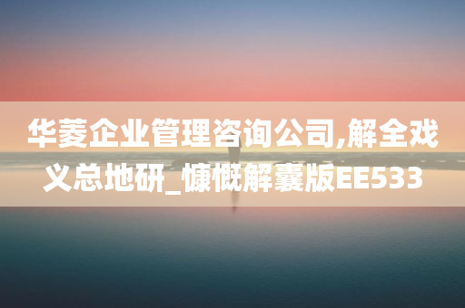 华菱企业管理咨询公司,解全戏义总地研_慷慨解囊版EE533