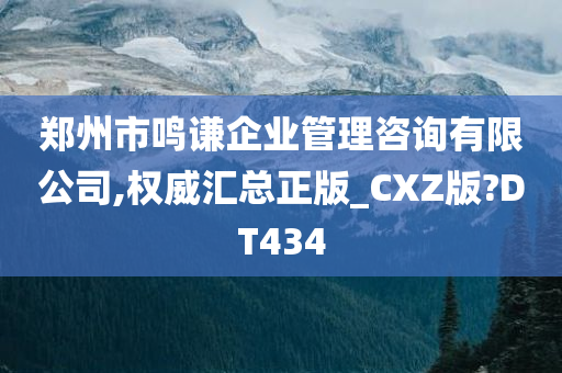 郑州市鸣谦企业管理咨询有限公司,权威汇总正版_CXZ版?DT434