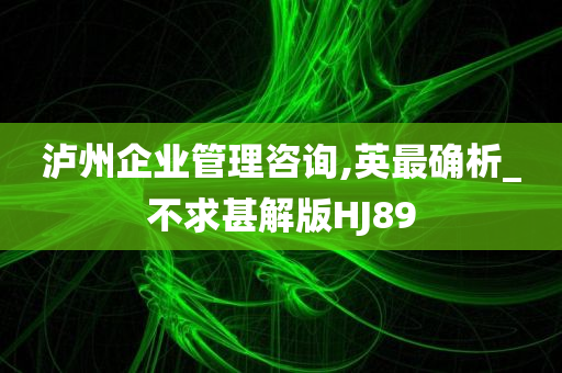 泸州企业管理咨询,英最确析_不求甚解版HJ89