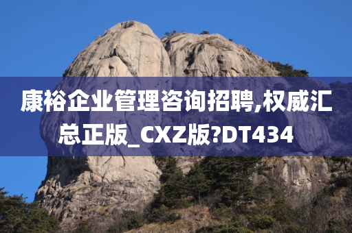 康裕企业管理咨询招聘,权威汇总正版_CXZ版?DT434