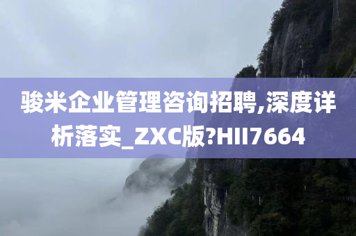 骏米企业管理咨询招聘,深度详析落实_ZXC版?HII7664