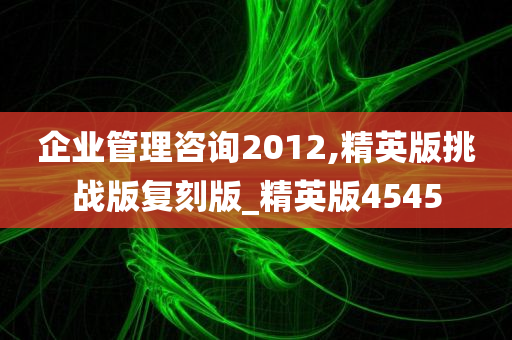 企业管理咨询2012,精英版挑战版复刻版_精英版4545