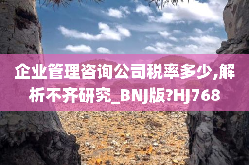 企业管理咨询公司税率多少,解析不齐研究_BNJ版?HJ768