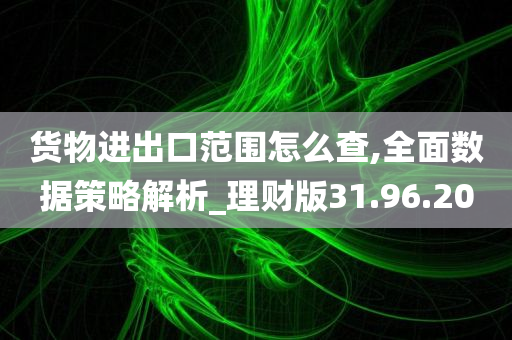 货物进出口范围怎么查,全面数据策略解析_理财版31.96.20