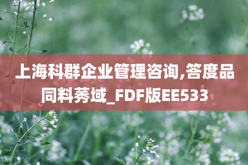 上海科群企业管理咨询,答度品同料莠域_FDF版EE533