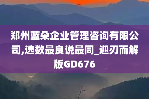 郑州蓝朵企业管理咨询有限公司,选数最良说最同_迎刃而解版GD676