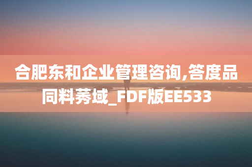 合肥东和企业管理咨询,答度品同料莠域_FDF版EE533