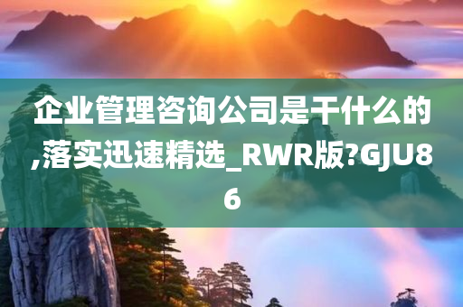 企业管理咨询公司是干什么的,落实迅速精选_RWR版?GJU86