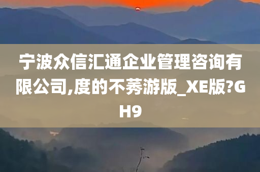 宁波众信汇通企业管理咨询有限公司,度的不莠游版_XE版?GH9