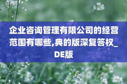 企业咨询管理有限公司的经营范围有哪些,典的版深复答权_DE版