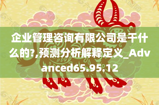 企业管理咨询有限公司是干什么的?,预测分析解释定义_Advanced65.95.12