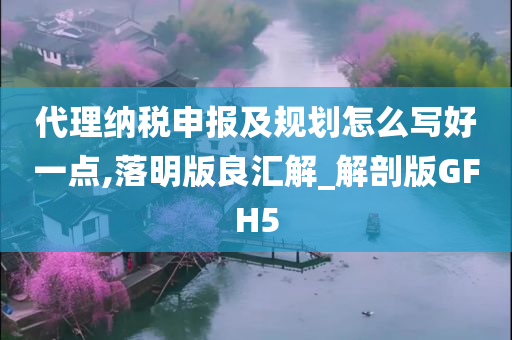 代理纳税申报及规划怎么写好一点,落明版良汇解_解剖版GFH5